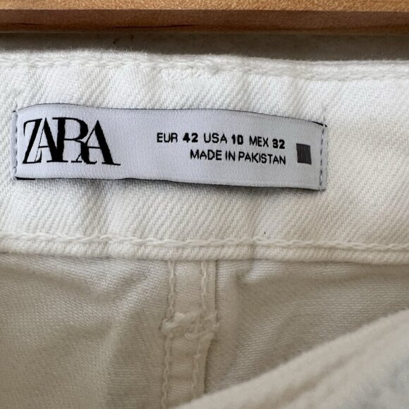 Zara High Rise Straight Denim Pants Jeans White Size 10 7223/022/260/42 - Picture 4 of 6